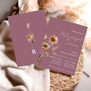 Invitation Dîner de répétition Fleur sauvage Dark Mauve