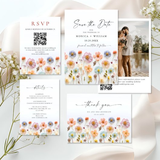 Invitation Dîner de répétition Fleur sauvage Pastel Pink Boho