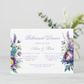 Invitation Dîner de répétition Fleur sauvage violet Turquoise (Debout devant)