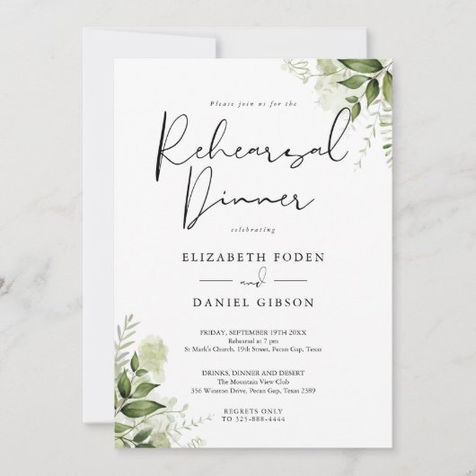 Invitation Dîner de répétition fleuri (Devant)