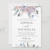 Invitation Dîner de répétition fleuri du jardin violet rustiq (Devant)