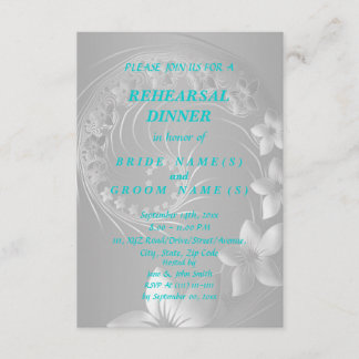Invitation Dîner de répétition - Fleurs Abstraites grises
