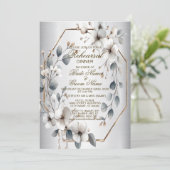 Invitation Dîner de répétition Fleurs blanches Cadres dorés A (Debout devant)