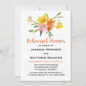 Invitation Dîner de répétition Fleurs Lys Orange Black Stripe (Devant)