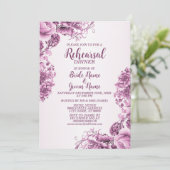 Invitation Dîner de répétition Fleurs roses Cadre élégant (Debout devant)