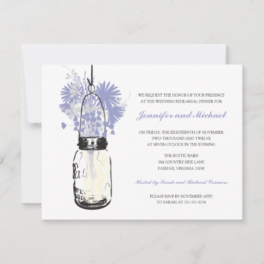 Invitation Dîner de répétition - Fleurs sauvages & Jar Mason (Devant)