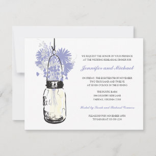 Invitation Dîner de répétition - Fleurs sauvages & Jar Mason