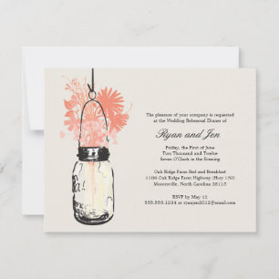 Invitation Dîner de répétition - Fleurs sauvages & Jar Mason
