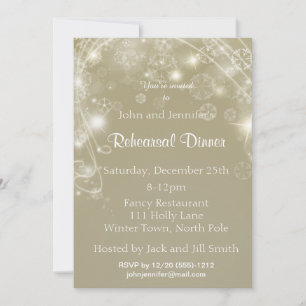 Invitation Dîner de répétition flocon de neige blanc crème hi