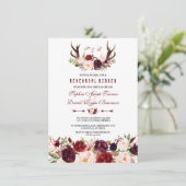 Invitation Dîner de répétition Floral Antlers de Bourgogne (Debout devant)