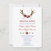 Invitation Dîner de répétition Floral Antlers de Bourgogne (Devant)