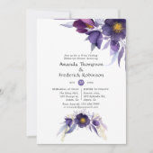 Invitation Dîner de répétition floral aquarelle prune violet (Devant)