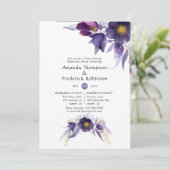 Invitation Dîner de répétition floral aquarelle prune violet (Debout devant)