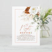 Invitation Dîner de répétition floral blanc et terre cuite (Debout devant)