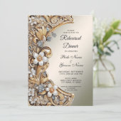 Invitation Dîner de répétition Floral Blanc Or (Debout devant)