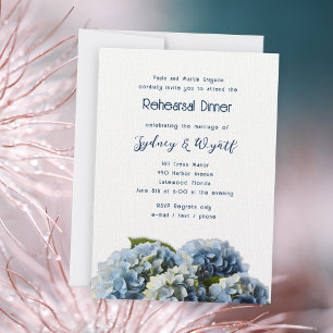 Invitation Dîner de répétition Floral Bleu