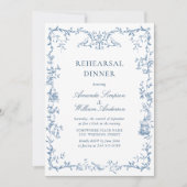 Invitation Dîner de répétition Floral Bleu de Victoria (Devant)