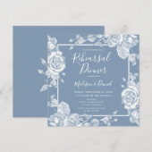 Invitation Dîner de répétition floral bleu poussiéreux (Devant / Derrière)