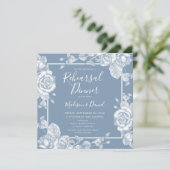 Invitation Dîner de répétition floral bleu poussiéreux (Debout devant)