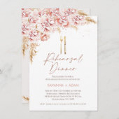 Invitation Dîner de répétition Floral Boho Blush (Devant / Derrière)