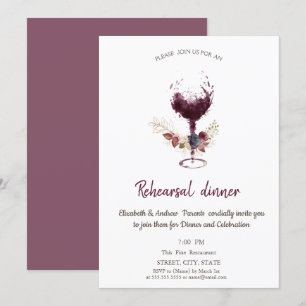 Invitation Dîner de répétition Floral Bourgogne
