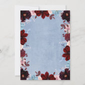 Invitation Dîner de répétition Floral Burgundy et Dusty Blue (Dos)