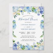 Invitation Dîner de répétition floral chic Blue Light Hydrang (Devant)