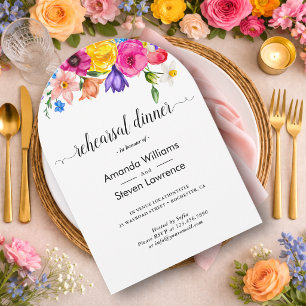 Invitation Dîner de répétition floral coloré élégant et audac