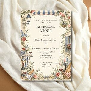 Invitation Dîner de répétition floral de jardin vintage europ
