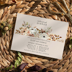 Invitation Dîner de répétition floral de mariage champêtre