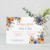 Invitation Dîner de répétition Floral de peinture bleue et or (Debout devant)