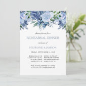 Invitation Dîner de répétition Floral Dusty Blue Mariage (Debout devant)