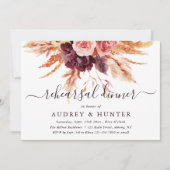 Invitation Dîner de répétition floral en terre cuite bohème b (Devant)