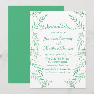 Invitation Dîner de répétition floral Feuilles de Laurier Ver
