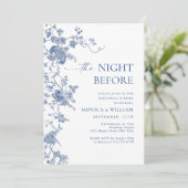 Invitation Dîner de répétition Floral Français Bleu Victorien (Debout devant)