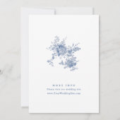 Invitation Dîner de répétition Floral Français Bleu Victorien (Dos)