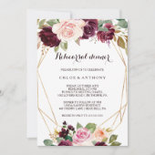 Invitation Dîner de répétition Floral Gold Geometry Bourgogne (Devant)