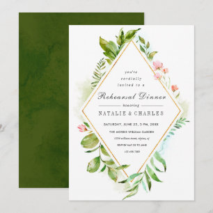 Invitation Dîner de répétition Floral Green Foliage Invitatio