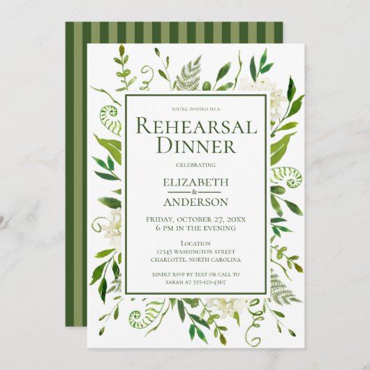 Invitation Dîner de répétition Floral Hydrangea Blanc (Devant / Derrière)