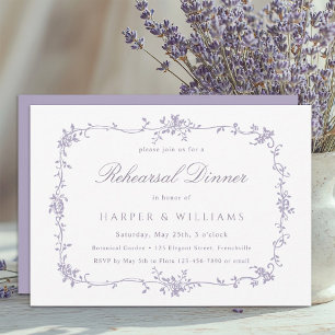 Invitation Dîner de répétition floral lavande victorien franç