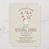 Invitation Dîner de répétition Floral Mason Jar (Devant / Derrière)