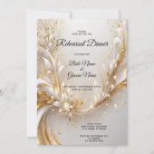 Invitation Dîner de répétition Floral Or Blanc (Devant)