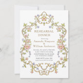 Invitation Dîner de répétition Floral Ornate de Victoria (Devant)