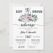 Invitation Dîner de répétition Floral pour manger et boire In (Devant)