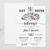 Invitation Dîner de répétition Floral pour manger et boire In (Devant / Derrière)