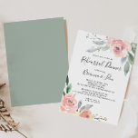 Invitation Dîner de répétition floral rose élégant<br><div class="desc">Cette élégante invitation à la répétition florale rose est parfaite pour une simple célébration de répétition mariage. Le design se compose de roses roses et de pivoines dessinés à la main avec des feuilles verts et gris,  inspirant la beauté naturelle.</div>