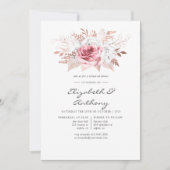 Invitation Dîner de répétition floral rose et Rose (Devant)