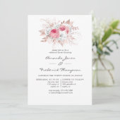 Invitation Dîner de répétition floral rose et Rose (Debout devant)
