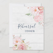 Invitation Dîner de répétition floral rose rustique de printe (Dos)