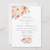 Invitation Dîner de répétition floral vert clair et gris (Devant)